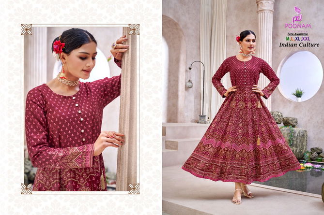 Poonam Indian Culture Printed Ethnic Wear Wholesale Anarkali Catalog
